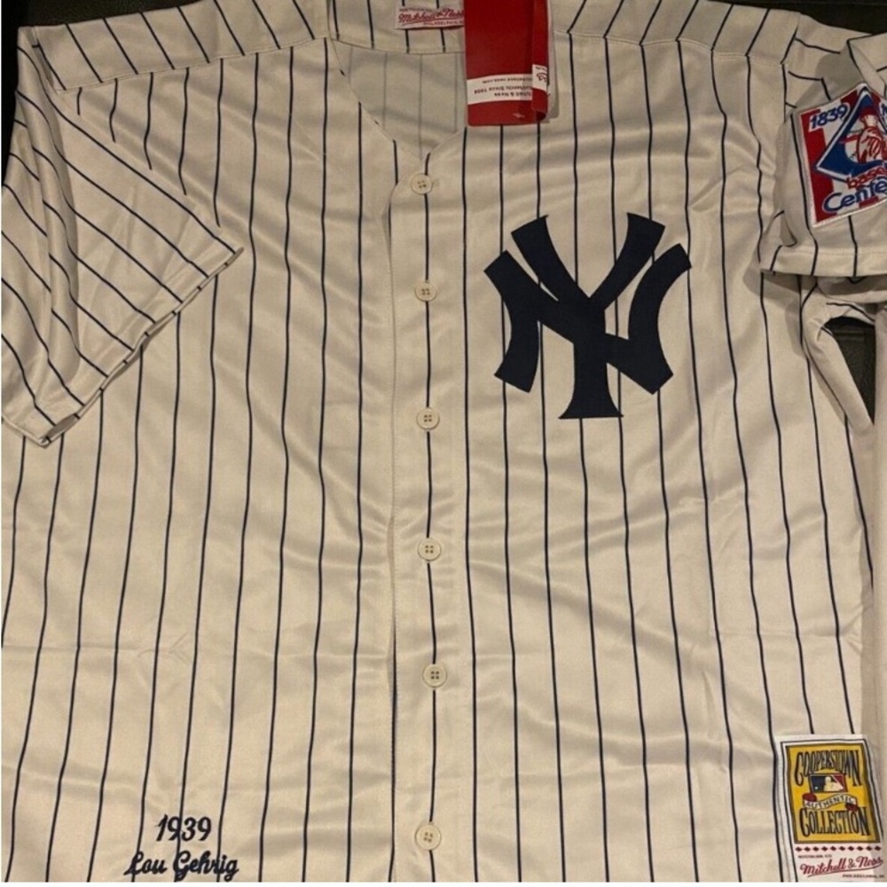 New York Yankees Lou Gehrig 1939 Home Baseball Jersey MLB Murderers Row NWT - Picture 2 of 6